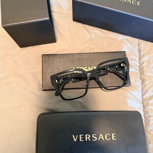 Versace Black Rectangular Eyewear